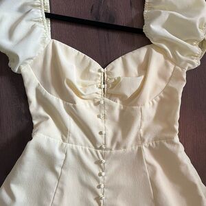 Elegant Cream Puff Sleeve Dress